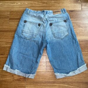 Ed Hardy Christian Audigier Y2K Baggy Distressed Fade Jean Shorts Adult 32